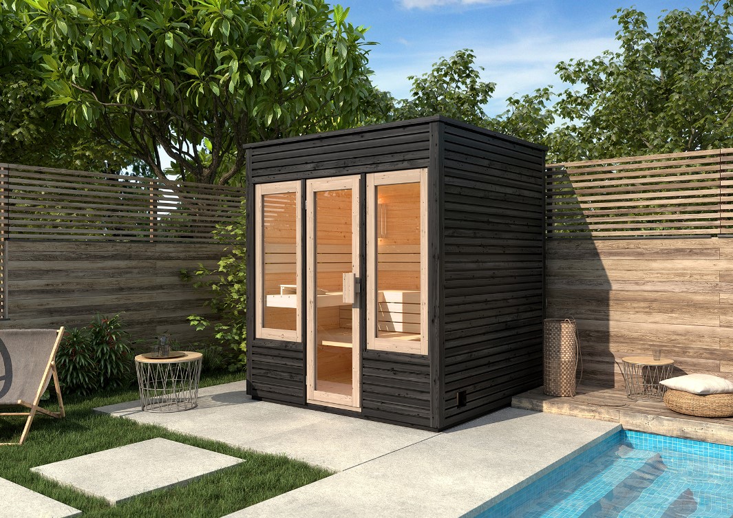 Design-Außensauna im Garten