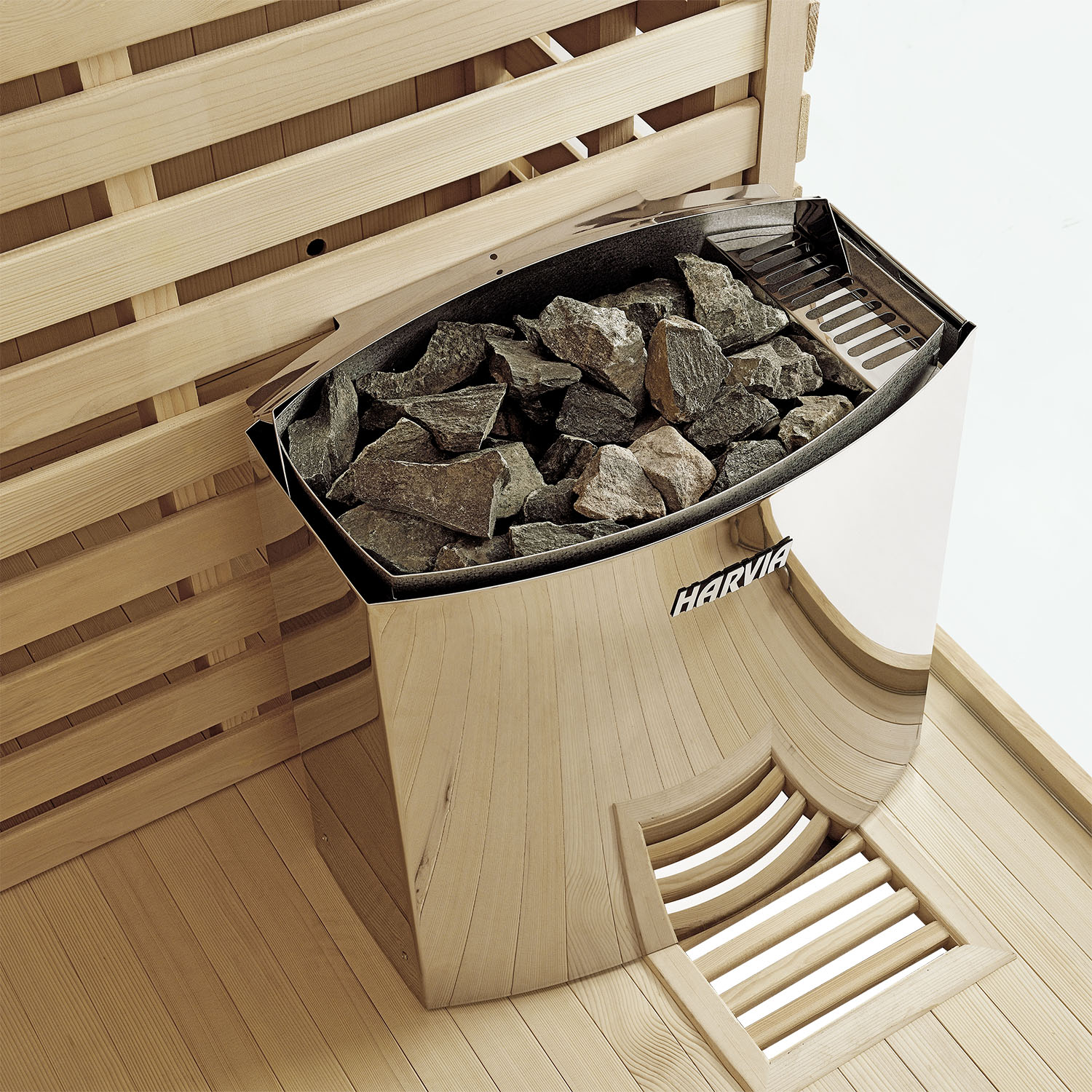 Finnische Sauna Espoo 200 x 200 Premium, mit Glasfront, inklusive Sauna-Ofen und Zubehör