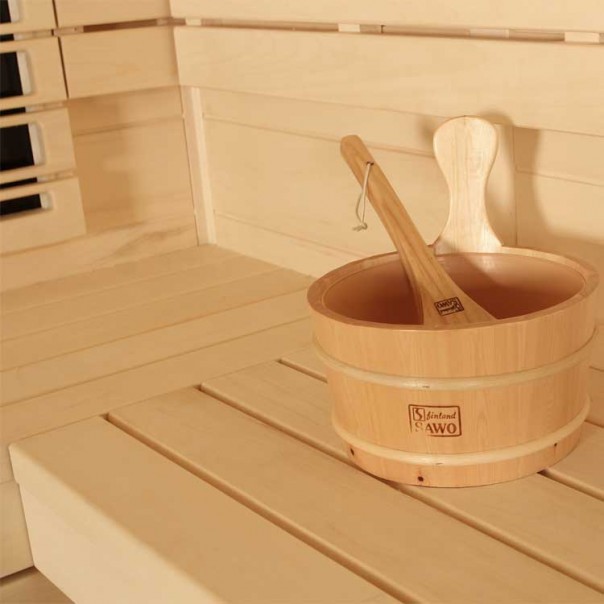 Finnische Sauna AWT E1203C aus Pappelholz inkl. Saunaofen Cilindro / 142 x 103 Finnische Sauna AWT E1203C aus Pappelholz inkl. Saunaofen Cilindro / 142 x 103