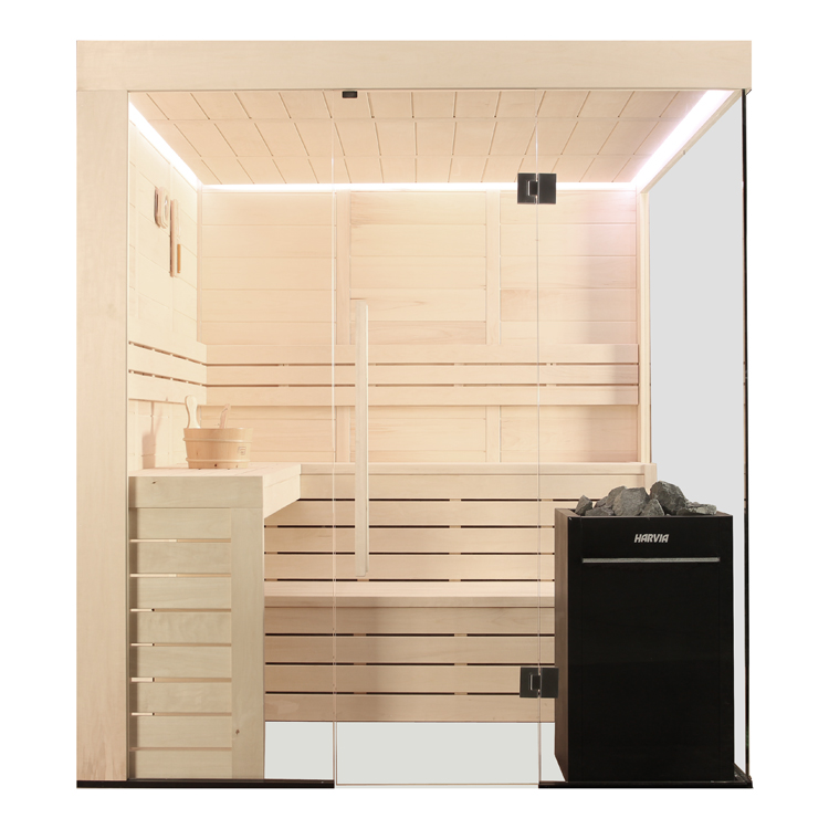 Finnische Sauna AWT E1205C aus Pappelholz inkl. Saunaofen Vitra / 201 x 168 x 220 Finnische Sauna AWT E1205C aus Pappelholz inkl. Saunaofen Vitra / 201 x 168 x 220