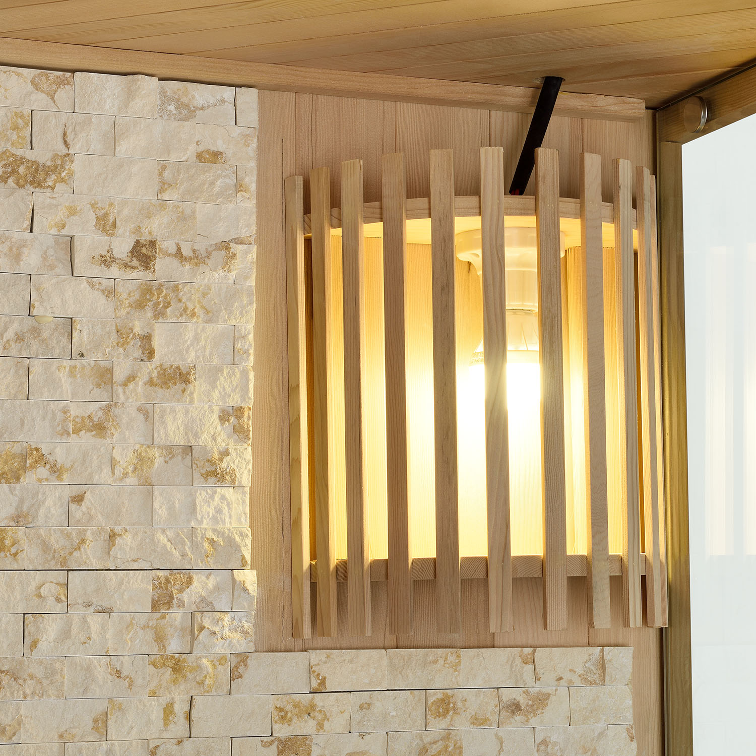 Finnische Sauna Espoo 200 Premium Naturstein, mit Glasfront und 8 kW Saunaofen Finnische Sauna Espoo 200 Premium Naturstein, mit Glasfront und 8 kW Saunaofen