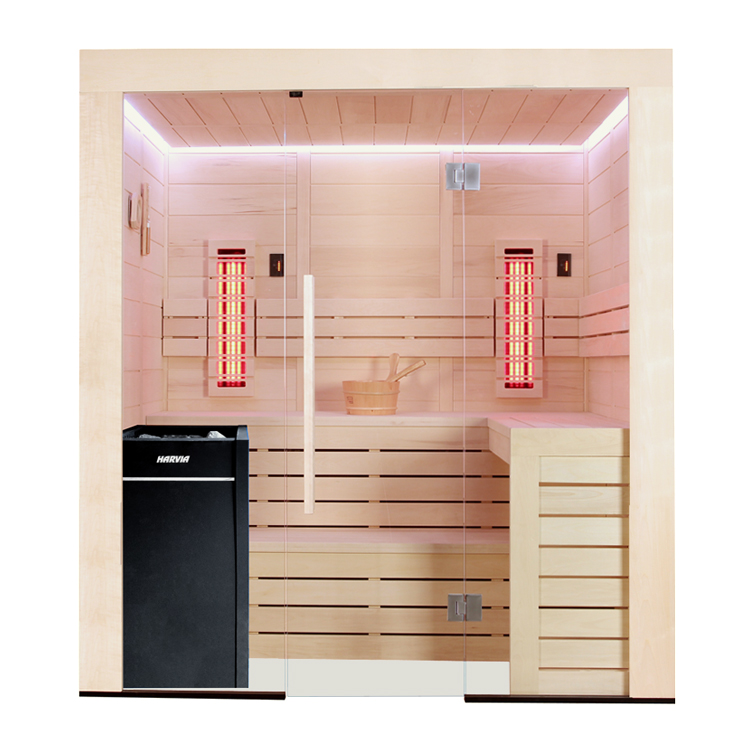 Innensauna/Kombisauna AWT E1202C-IR aus Pappelholz inkl. Saunaofen Vitra mit Vollspektrumstrahler / 202 x 168 Innensauna/Kombisauna AWT E1202C-IR aus Pappelholz inkl. Saunaofen Vitra mit Vollspektrumstrahler / 202 x 168