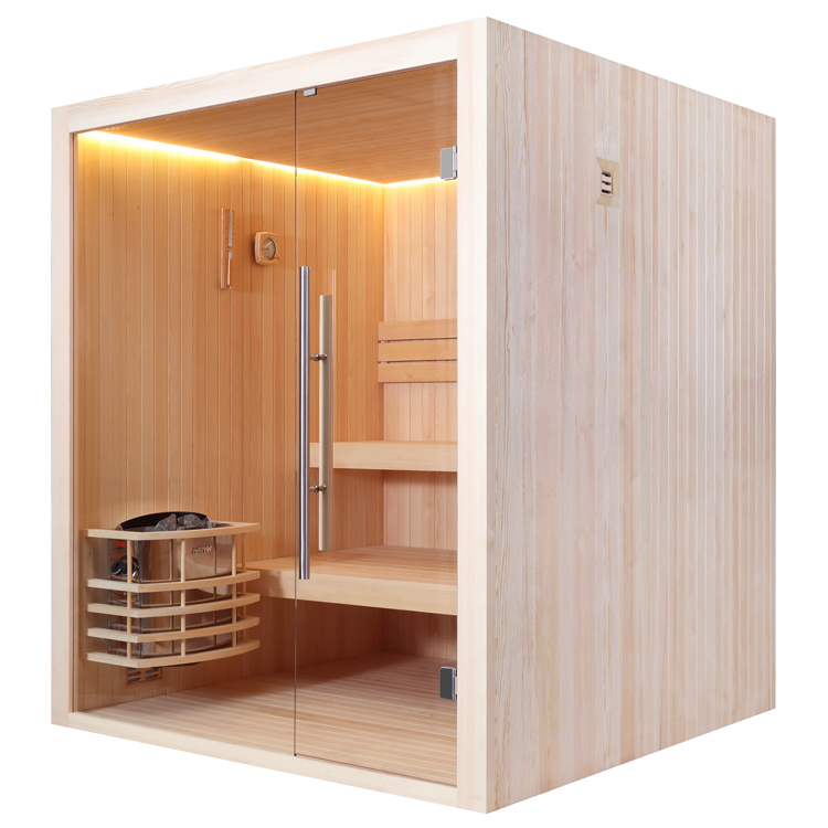 Finnische Sauna E1802 aus Pinienholz inkl. Saunaofen / 180 x 180 cm Finnische Sauna E1802 aus Pinienholz inkl. Saunaofen / 180 x 180 cm