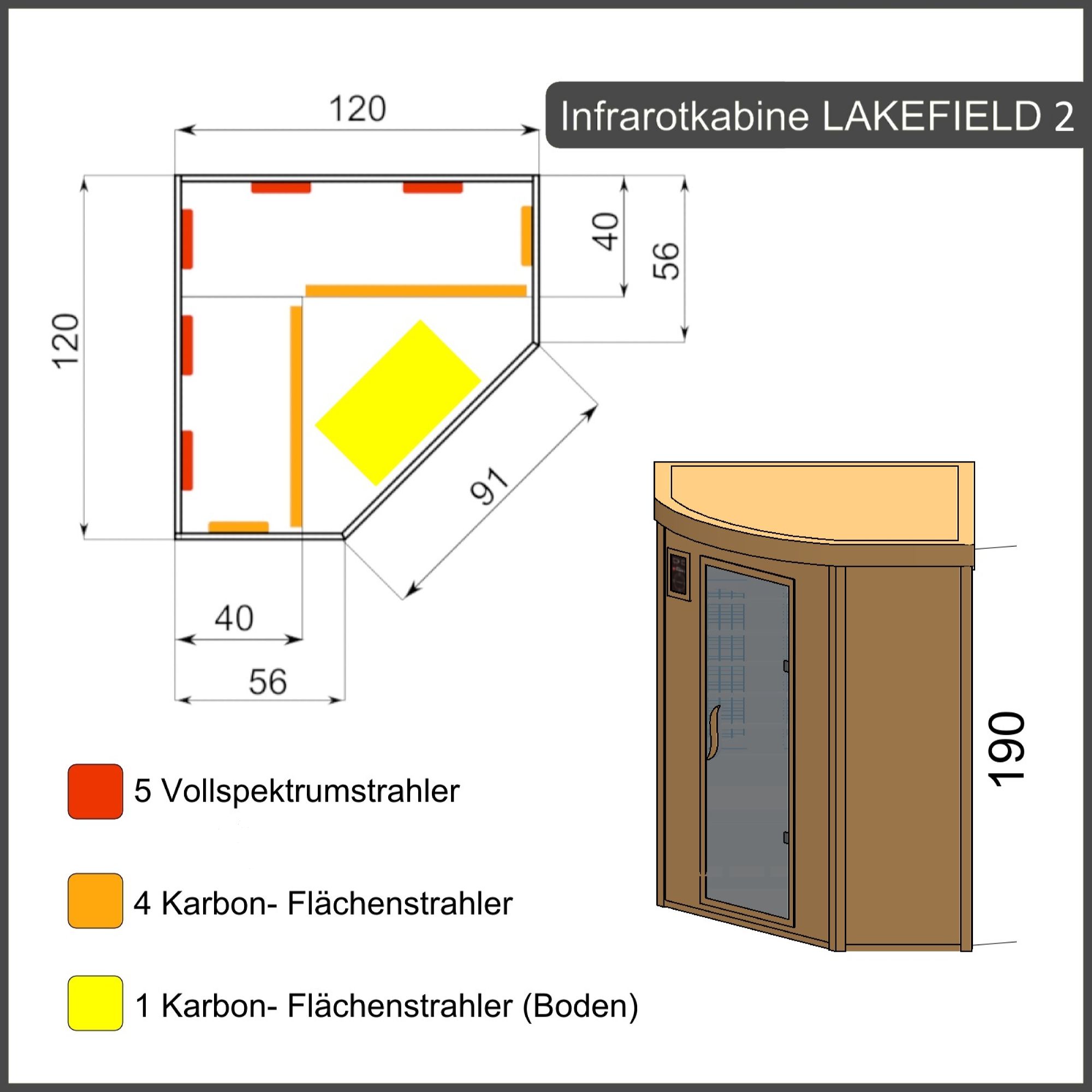 20JlpySMeMLQoaW Infrarotkabine Lakefield 2 120 x 120 Dual-Therm