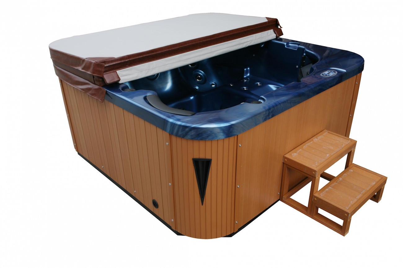 id-19-ocean-blue-teak Outdoor Whirlpool Torina in ozeanblau / teak 215 x 215 cm