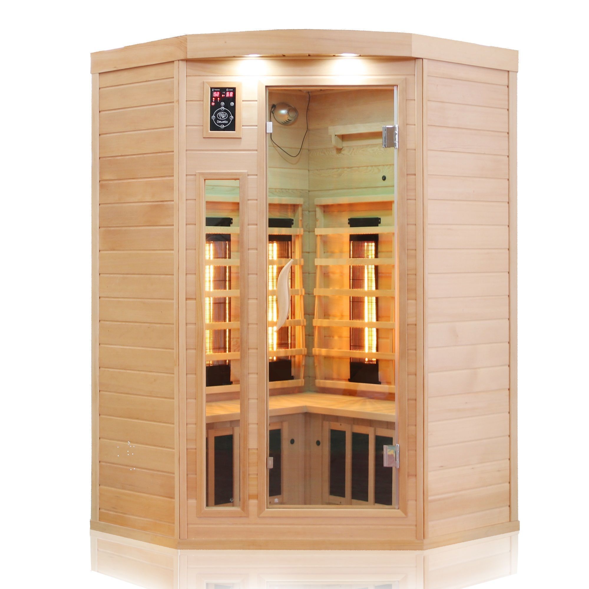 08 Infrarotkabine Lakefield 140, mit Dual-Strahlersystem, aus Hemlockholz mit zehn Strahlern