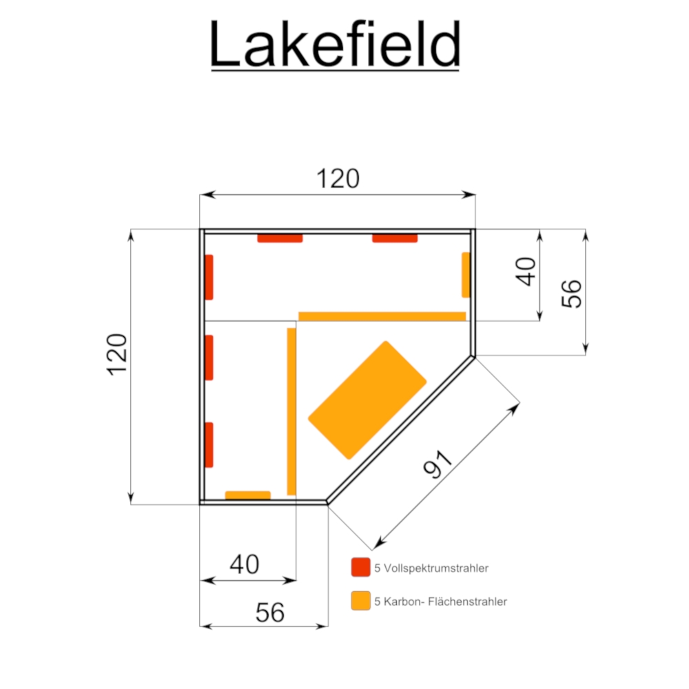 Infrarotkabine Lakefield 3 120 x 120 Dual-Therm