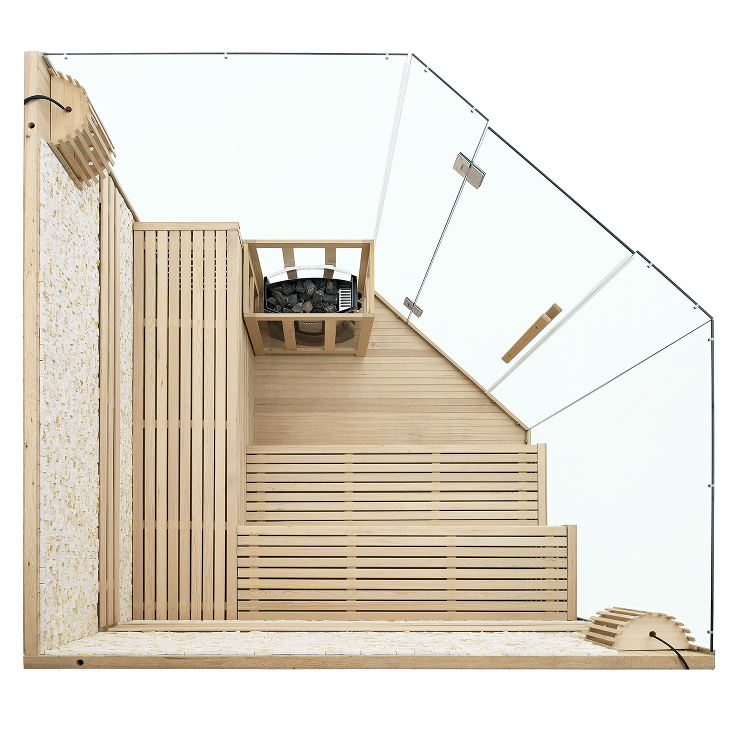 Finnische Sauna Espoo 200 Premium Naturstein, mit Glasfront und 8 kW Saunaofen Finnische Sauna Espoo 200 Premium Naturstein, mit Glasfront und 8 kW Saunaofen