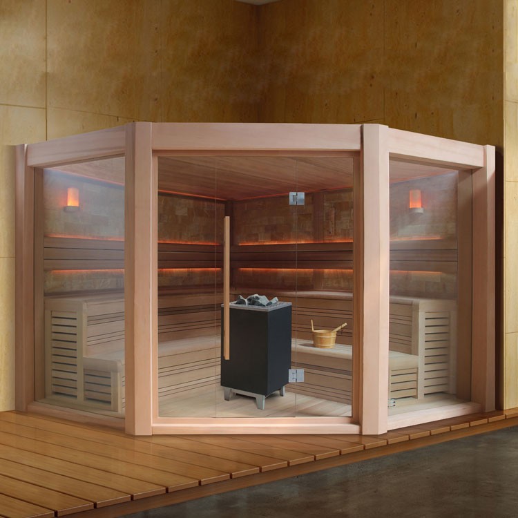 Finnische Sauna AWT E1501A aus Zedernholz inkl. Saunaofen EOS Cubo / 250 x 250 Finnische Sauna AWT E1501A aus Zedernholz inkl. Saunaofen EOS Cubo / 250 x 250