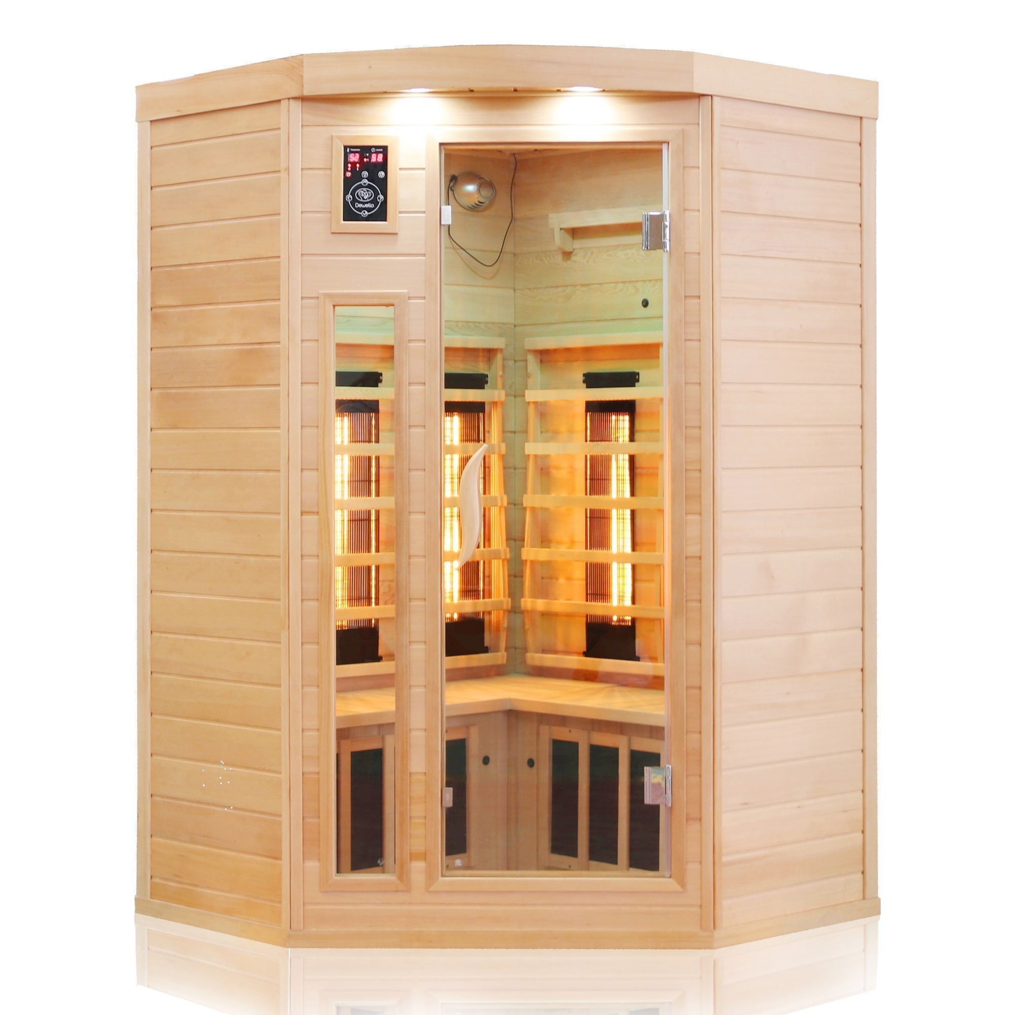 05 Infrarotkabine Lakefield 140, mit Dual-Strahlersystem, aus Hemlockholz mit zehn Strahlern