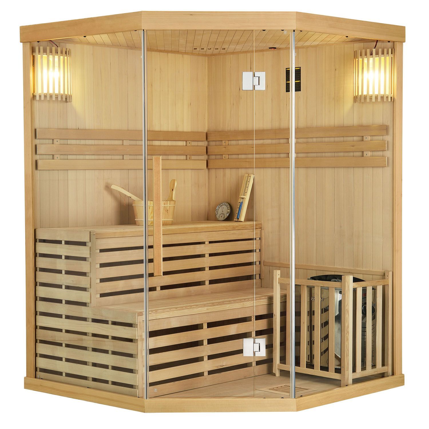 Finnische Sauna Espoo 150 aus Hemlockholz / 150 x 150 x 200 