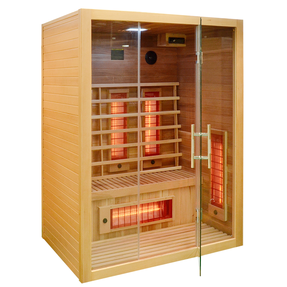 Zanier-infrarot-visio-III-rotlicht-2 Infrarotkabine Zanier Visio III mit Vollspektrumstrahler aus Hemlockholz und Zedernholz