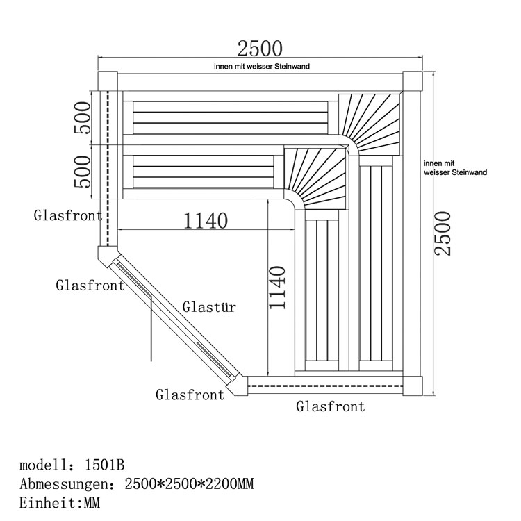 Finnische Sauna AWT E1501A aus Zedernholz inkl. Saunaofen EOS Cubo / 250 x 250 Finnische Sauna AWT E1501A aus Zedernholz inkl. Saunaofen EOS Cubo / 250 x 250