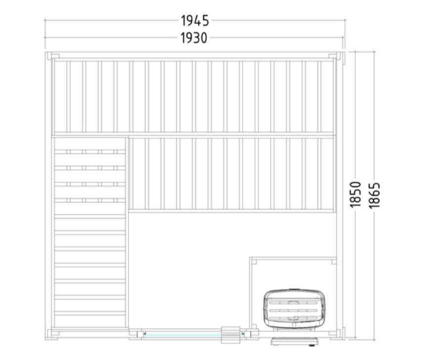 Massivsauna Basic Large ohne Ofen / 194 x 186 x 204 Massivsauna Basic Large ohne Ofen / 194 x 186 x 204