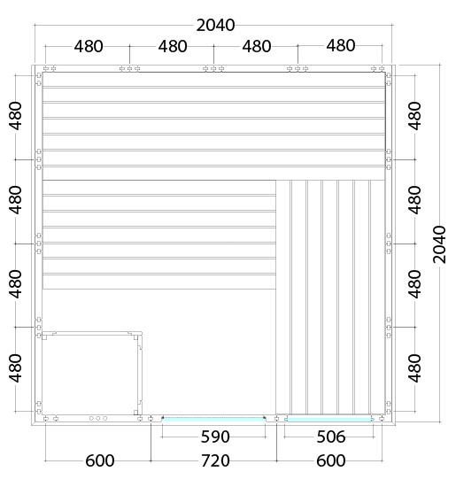 komfort-large-208x206x204-cm_grundriss Innensauna Komfort Large / 208 x 206 x 204