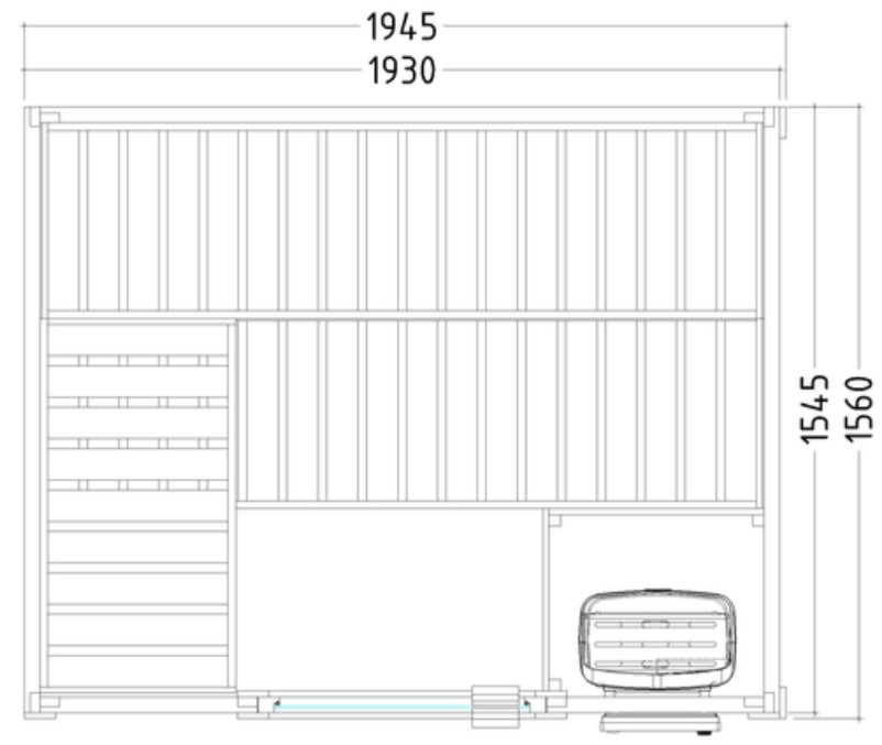 Massivsauna Basic Medium ohne Ofen / 195 x 157 x 204 Massivsauna Basic Medium ohne Ofen / 195 x 157 x 204