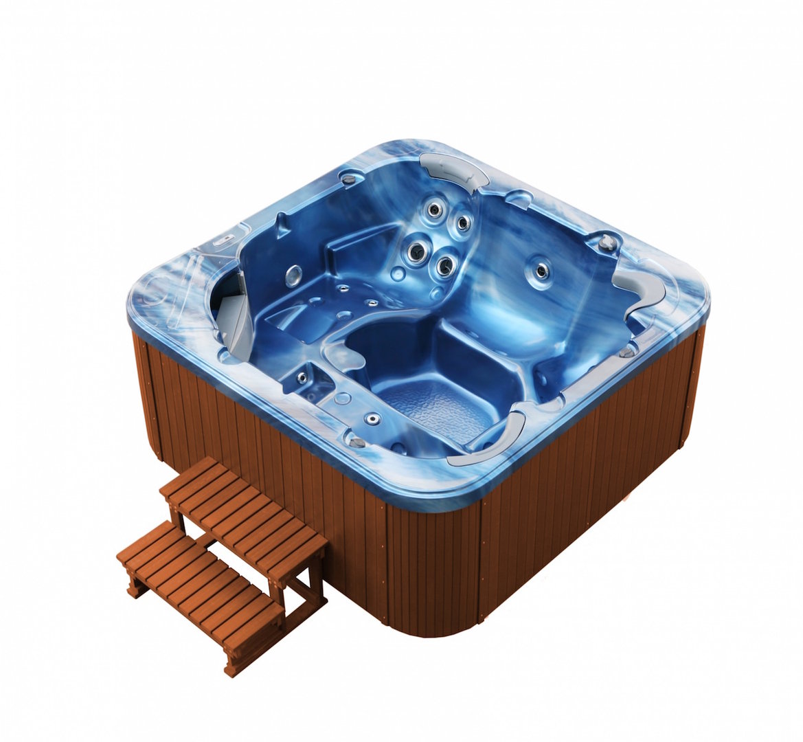 b1 Outdoor Whirlpool Torina in ozeanblau / teak 215 x 215 cm