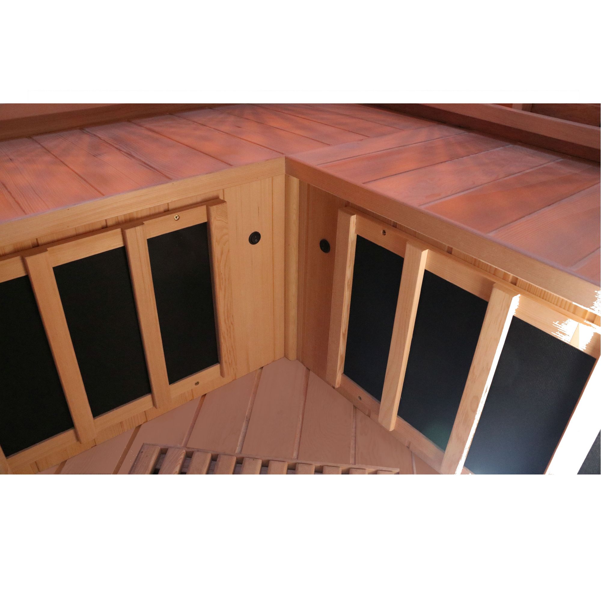 23 Infrarotkabine Lakefield 140, mit Dual-Strahlersystem, aus Hemlockholz mit zehn Strahlern