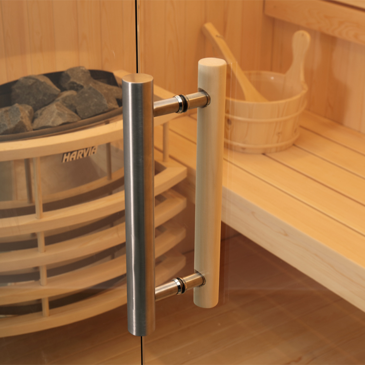 Finnische Sauna AWT E1805 aus Pinienholz inkl. Ofen / 180 x 180 Finnische Sauna AWT E1805 aus Pinienholz inkl. Ofen / 180 x 180