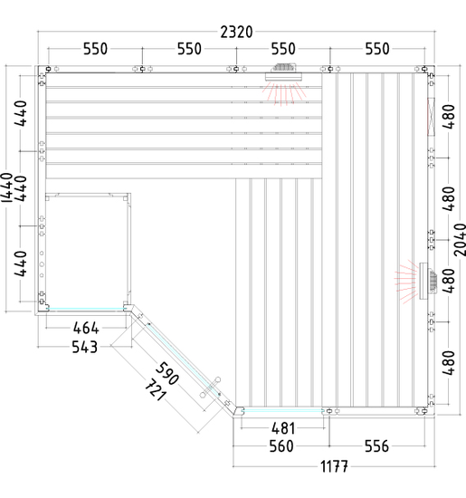 Kombisauna Arktis Infra+ 234 x 206 x 204 cm Kombisauna Arktis Infra+ 234 x 206 x 204 cm