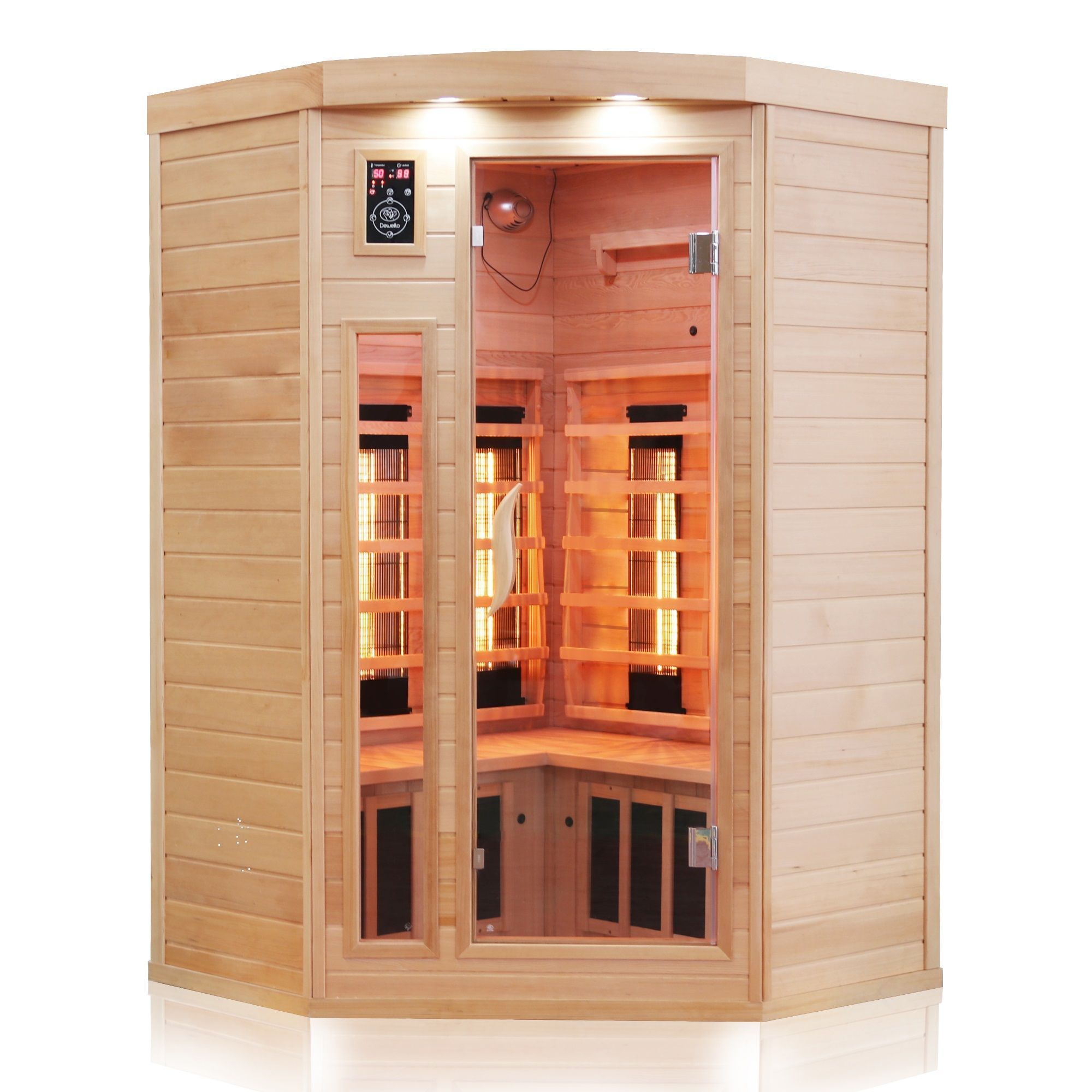 06 Infrarotkabine Lakefield 140, mit Dual-Strahlersystem, aus Hemlockholz mit zehn Strahlern