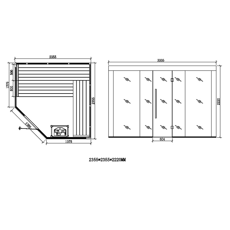 Finnische Sauna AWT E1201A aus Pappelholz inkl. Saunaofen Cilindro / 236 x 236cm Finnische Sauna AWT E1201A aus Pappelholz inkl. Saunaofen Cilindro / 236 x 236cm