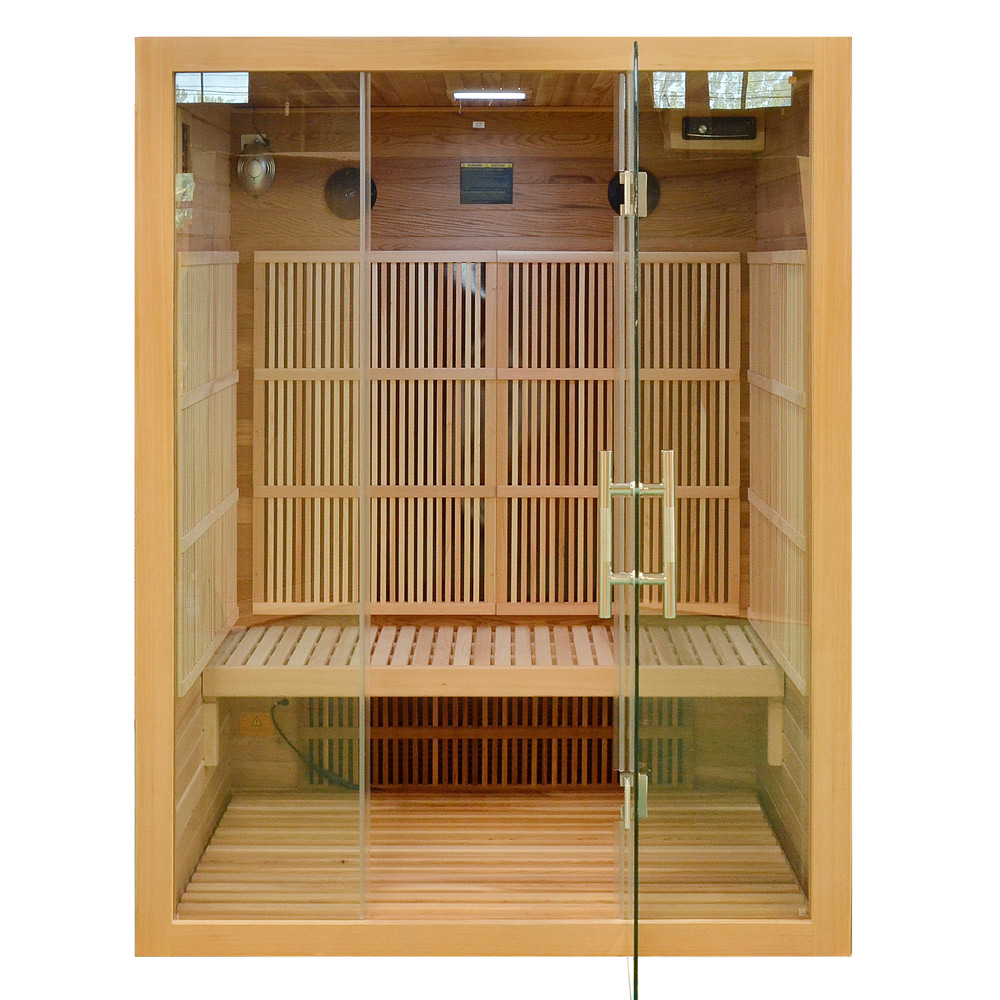 Infrarotkabine Zanier Visio III mit Flächenstrahler, aus Hemlockholz und Zedernholz Infrarotkabine Zanier Visio III mit Flächenstrahler, aus Hemlockholz und Zedernholz